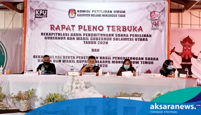 KPU Boltim Gelar Rapat Pleno Terbuka Pemilihan Serentak 2020