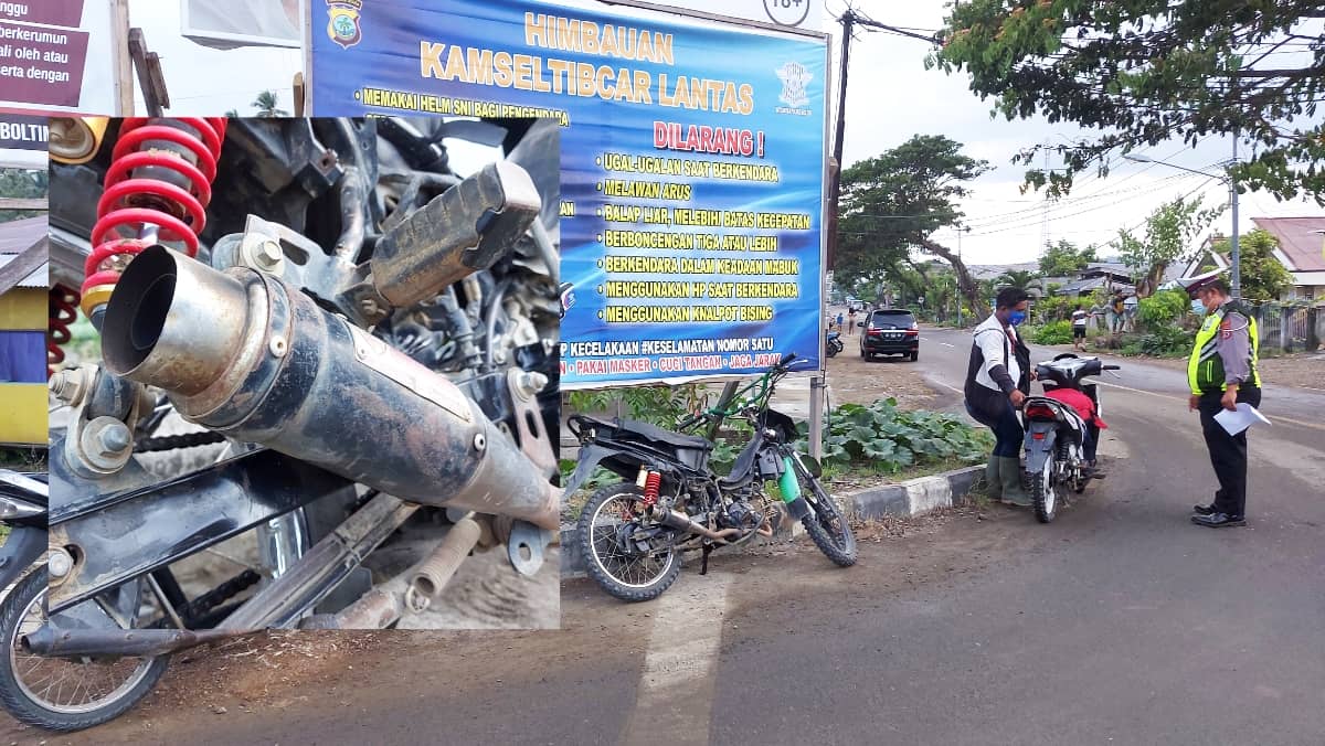 Polres Boltim tindak pengendara motor berknalpot bising di Tutuyan