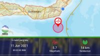 Gempa Magnitudo 5.7 guncang laut Bolsel, BMKG: tidak berpotensi tsunami