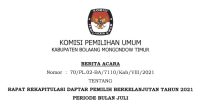 Pemutakhiran Data Pemilih Berkelanjutan, Boltim ketambahan 16 pemilih baru