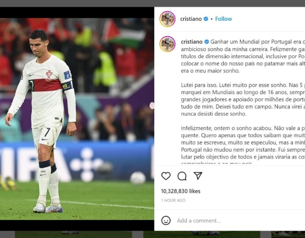 Cristiano Ronaldo tulis pesan menyentuh usai Portugal gagal di Piala Dunia 2022