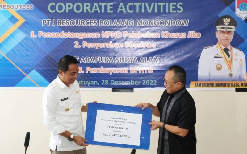 Pemkab Boltim terima pembayaran BPHTB dari PT ASA senilai Rp1,7 miliar
