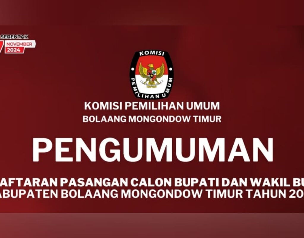 KPU Boltim Resmi Umumkan Pendaftaran Pasangan Calon Bupati dan Wakil Bupati 2024