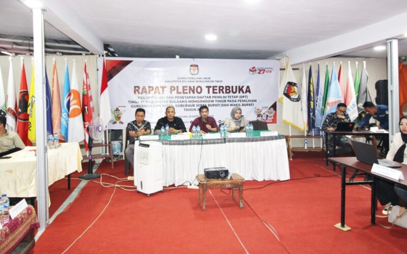 KPU Boltim Tetapkan DPT Pilkada 2024 Sebanyak 62.321 Jiwa