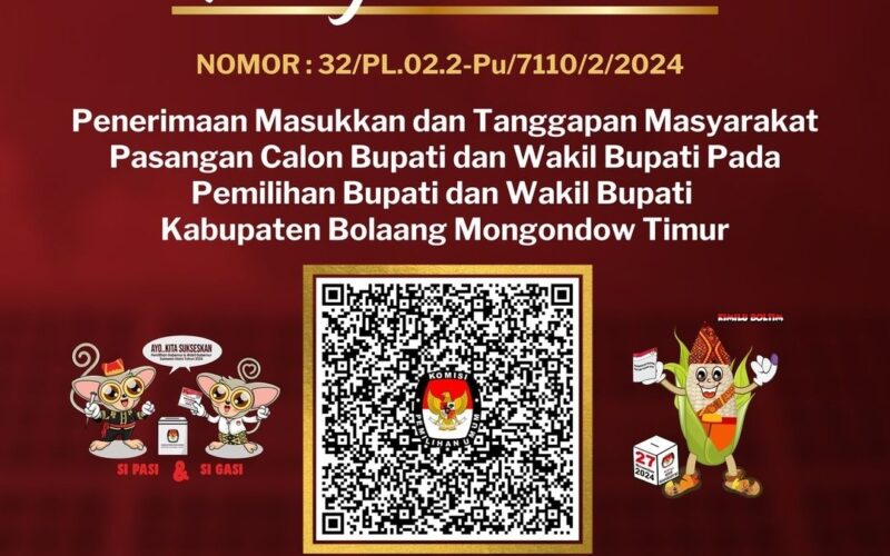 KPU Boltim umumkan penerimaan masukan dan tanggapan masyarakat terhadap Paslon Bupati dan Wakil Bupati