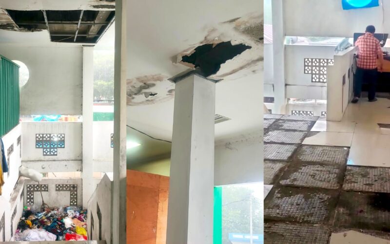 Teras Gamalama tak terawat, plafon hingga lantai rusak, sampah menumpuk