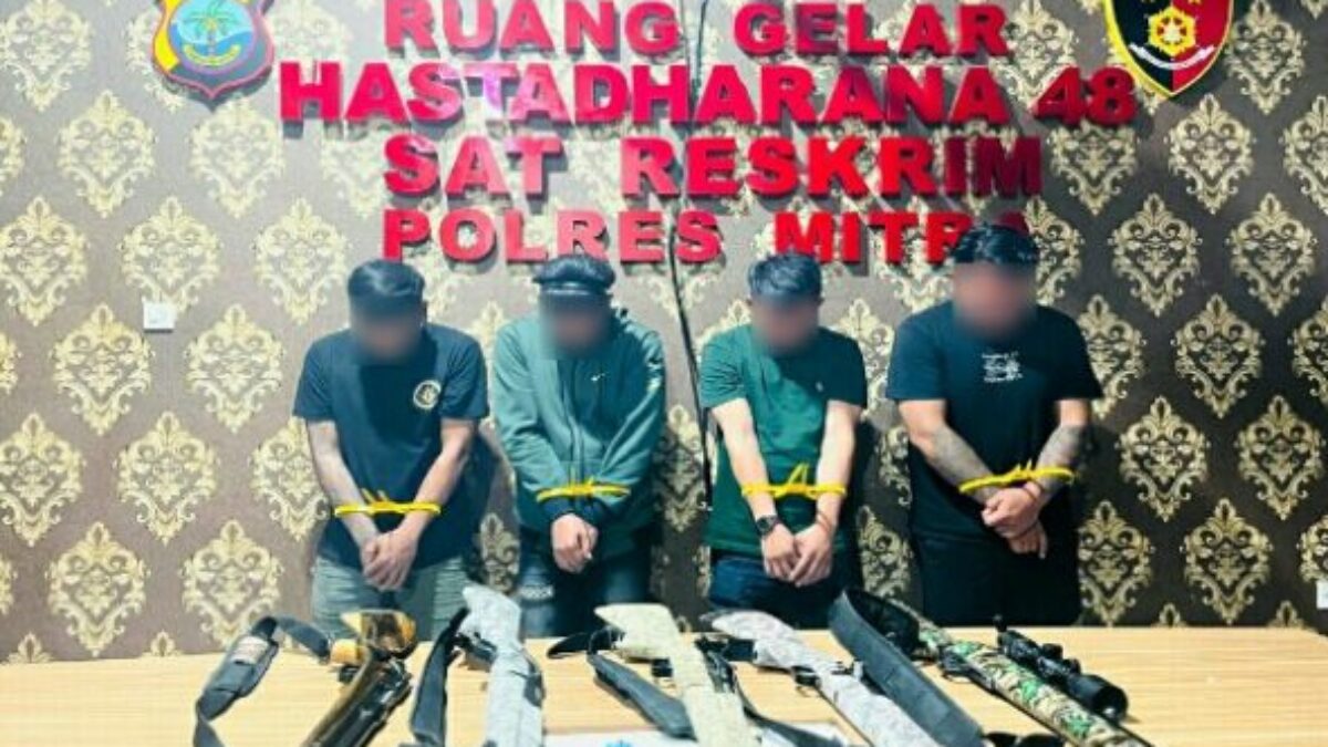 Polisi Amankan Empat Pria di Mitra usai Pamer Senjata dan Ancaman di Facebook