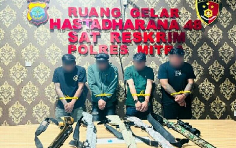 Polisi Amankan Empat Pria di Mitra usai Pamer Senjata dan Ancaman di Facebook